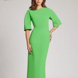 Lime Green Crepe Fitted Sleeve Gown